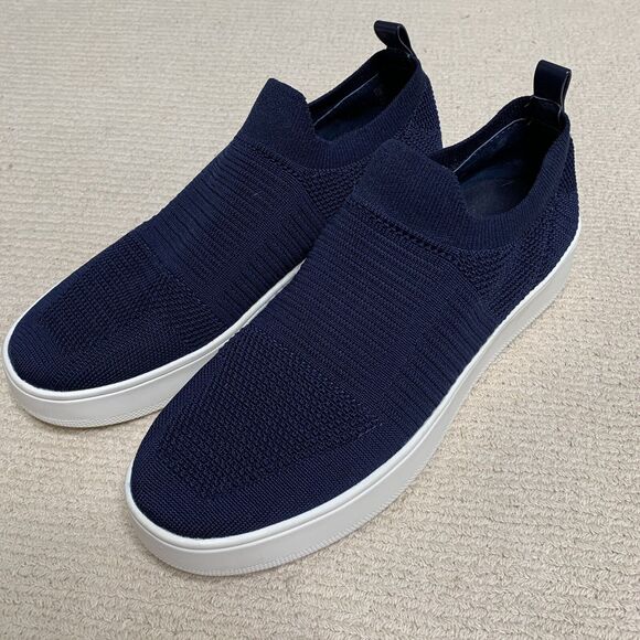 Steve Madden BEALE Sz 10 Navy Knit Fabric Slip On Low Top Shoes Womens Comfort - Picture 2 of 11